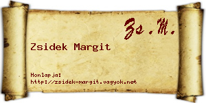 Zsidek Margit névjegykártya